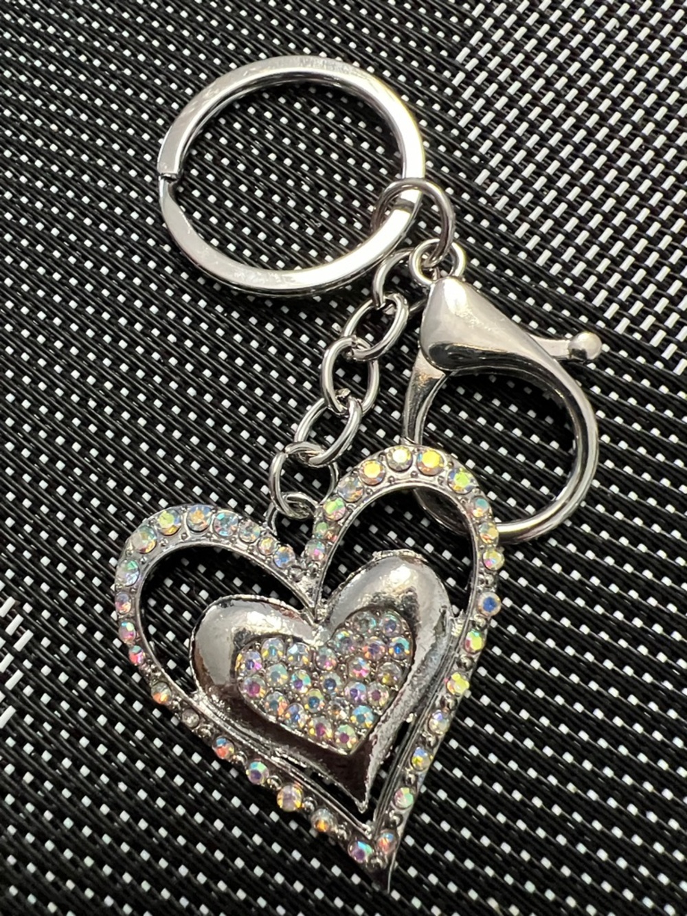 Heart-Shaped Key chain bag charm iridescent stones